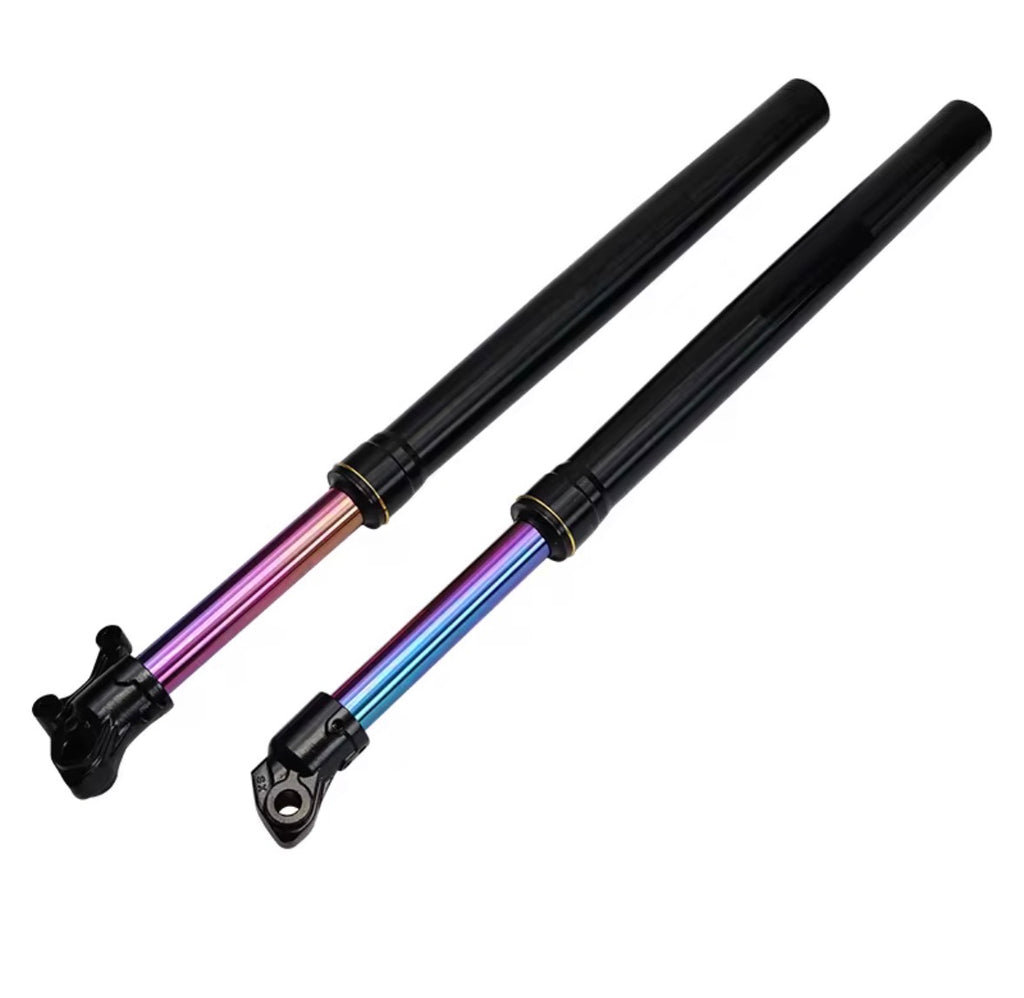 Upgraded Tuttio oil slick forks.