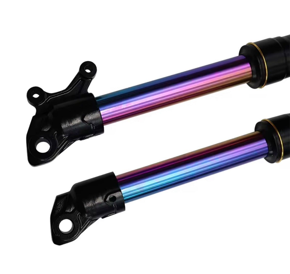 Upgraded Tuttio oil slick forks.