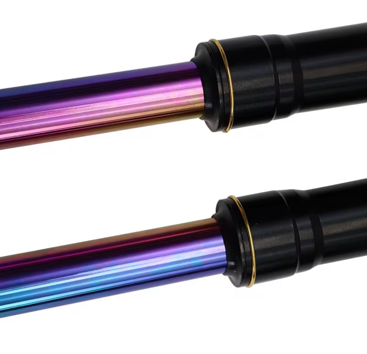 Upgraded Tuttio oil slick forks.