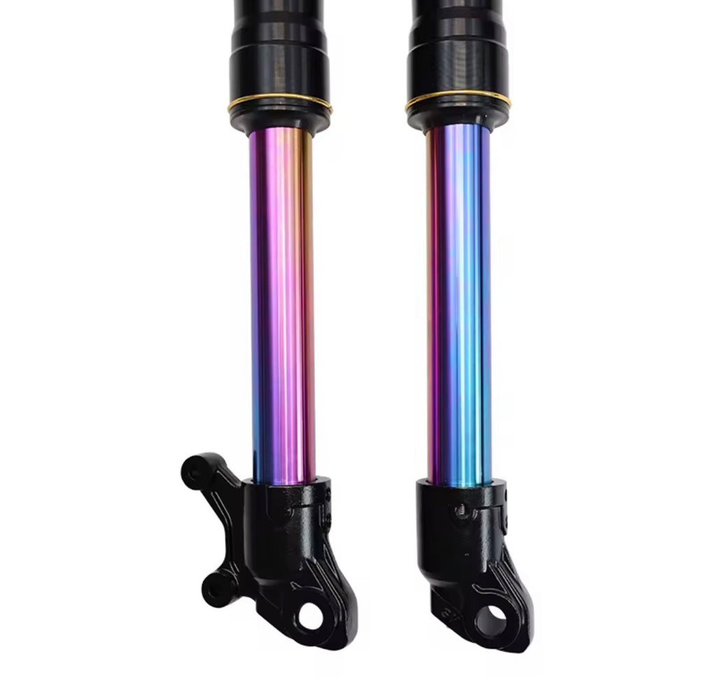 Upgraded Tuttio oil slick forks.